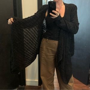Johnny Was Crochet knit wrap open sweater cardigan, Black small